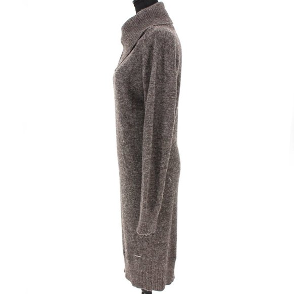 Giorgio Armani Jeans Grey Alpaca Blend Layered Cowl Neckline Sweater Dress M 42 - Picture 5 of 8